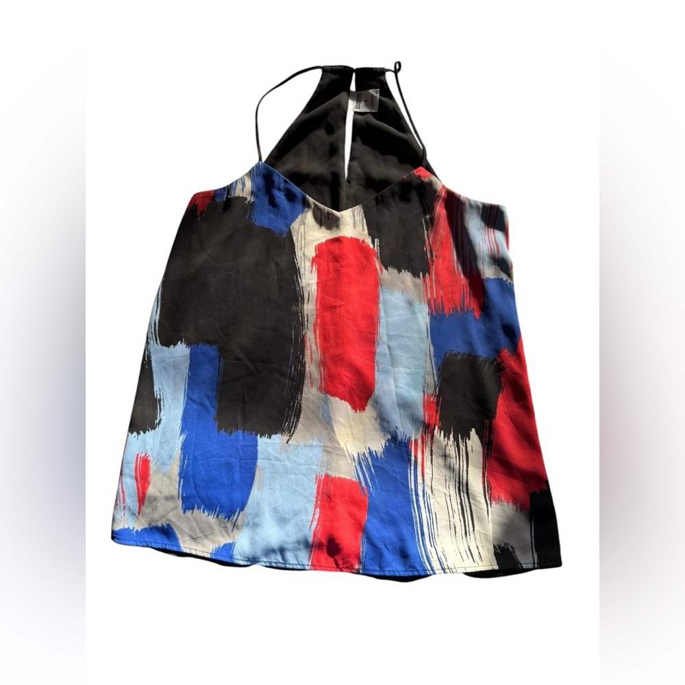 Express Colorblock Halter Camisole in Black, Red & Blue